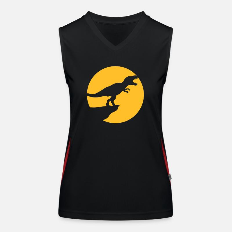 cool design at night moon cliff howl wolf t-rex ty Women's Functional Contrast Tank Top