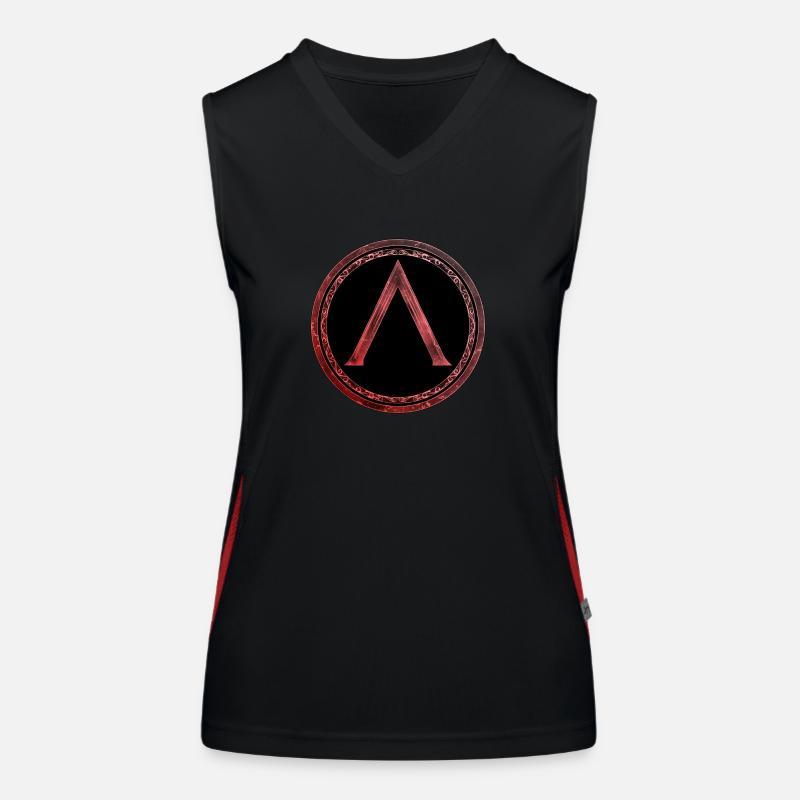 Symbole Sparta Lambda Feu celtique rouge Débardeur respirant contrasté Femme
