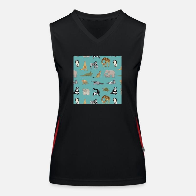 Zoo pattern Women's Functional Contrast Tank Top