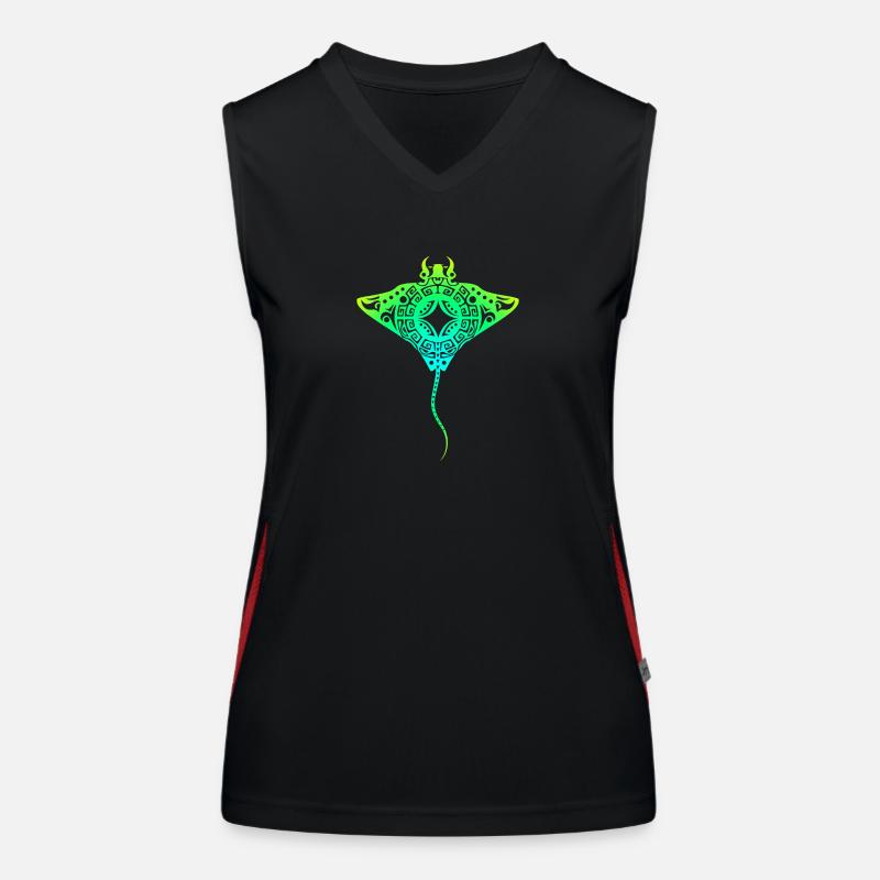 Maori ray Polynesian tribal tattoo gift idea Women's Functional Contrast Tank Top