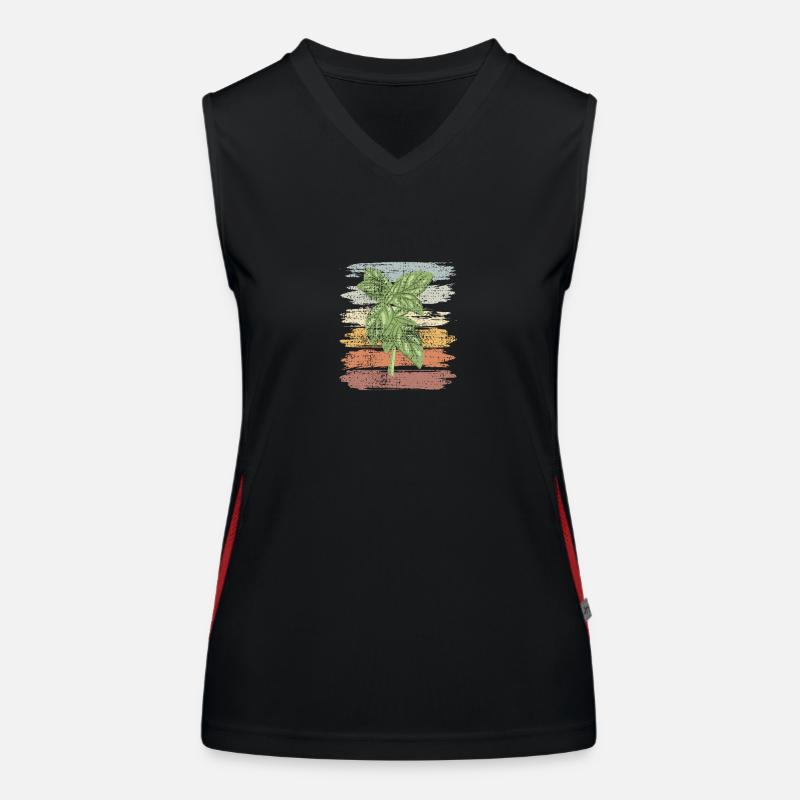 Conception rétro basilic à base de plantes Débardeur respirant contrasté Femme