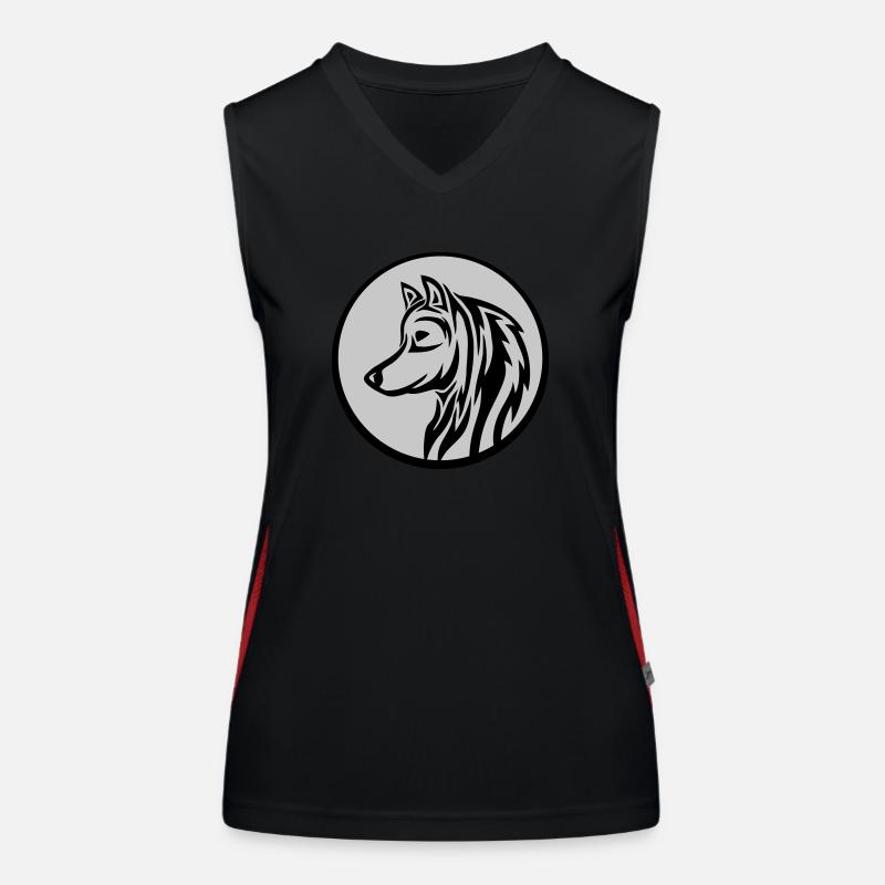 Rund Wolf Tattoo Funktionelles Kontrast-Tank Top für Frauen