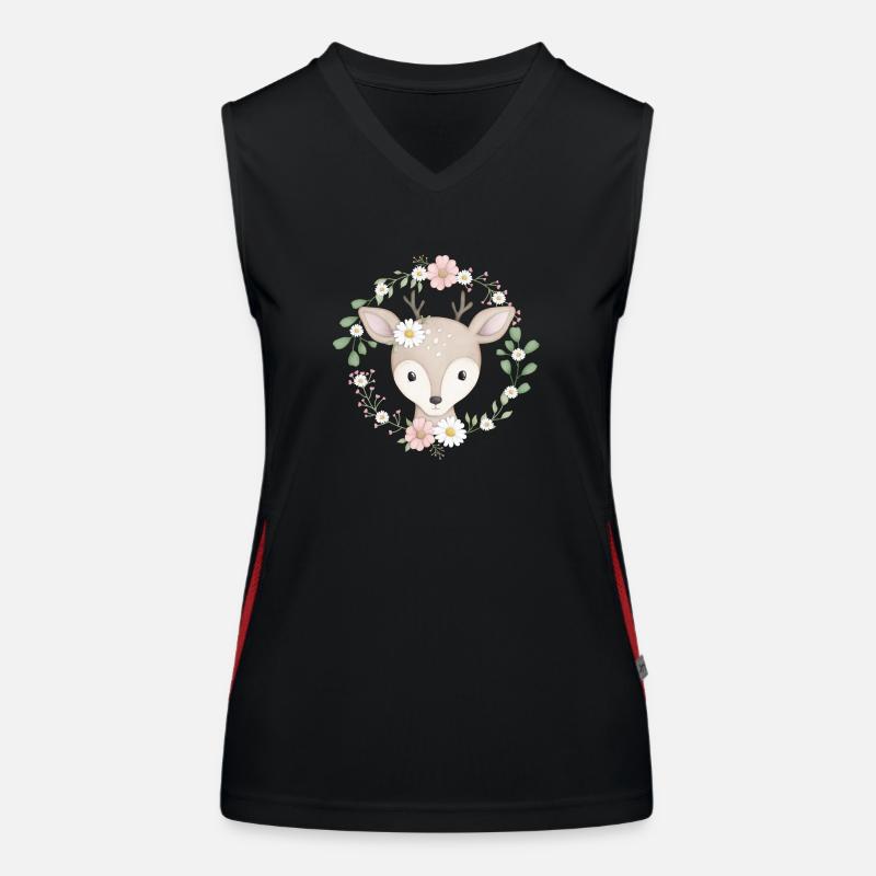 doux cerf dans une couronne de fleurs Débardeur respirant contrasté Femme