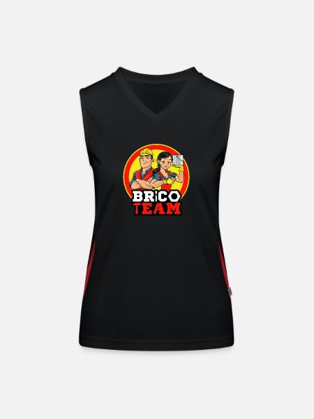 BRICO TEAM - Débardeur respirant contrasté Femme - noir/rouge - Devant