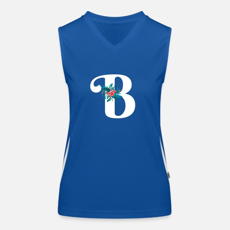 Buchstabe B geblüht Funktionelles Kontrast-Tank Top für Frauen