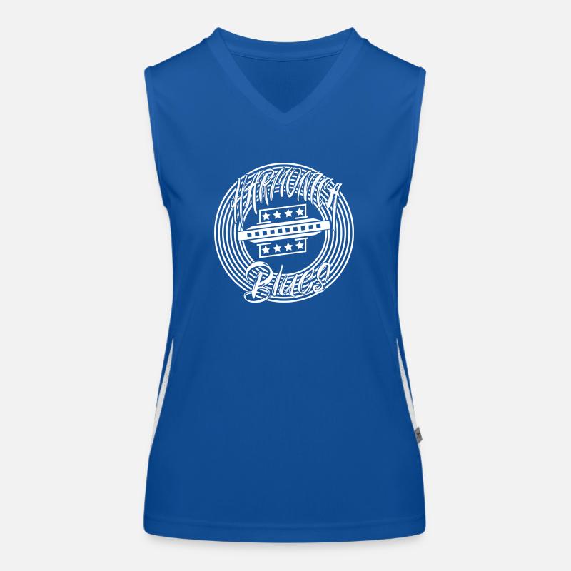 White blues harmonica for harmonica player Women's Functional Contrast Tank Top