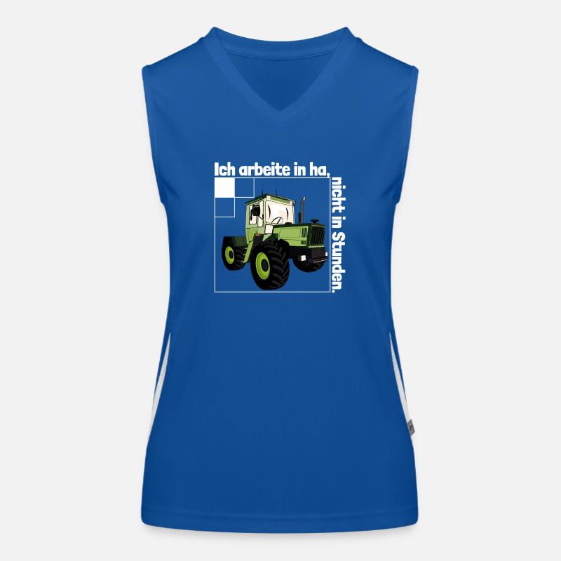 Ich arbeite in Hektar - Lohnarbeit Bauer MB Trac Funktionelles Kontrast-Tank Top für Frauen