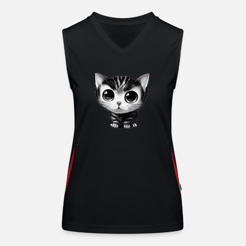tiny cat drawn Women's Functional Contrast Tank Top