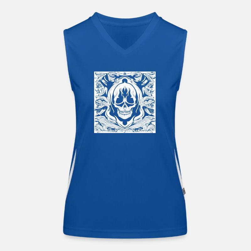 Halloween- oder Horror- Totenschädel mit Ornamente Funktionelles Kontrast-Tank Top für Frauen