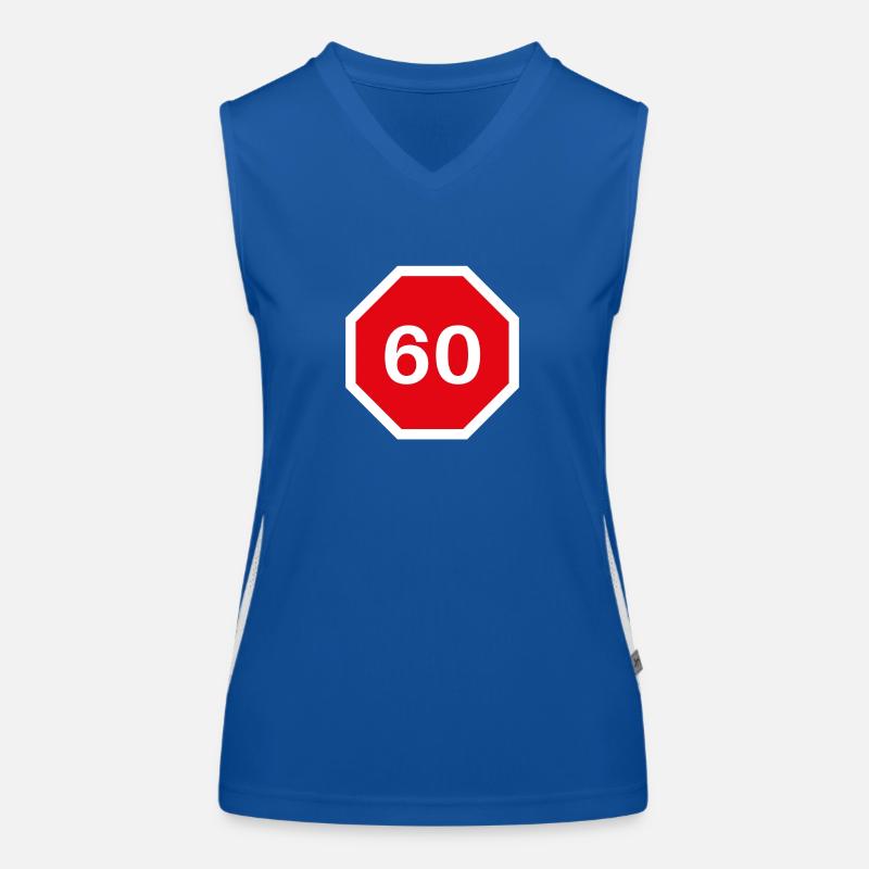 60th birthday design with stop board Women's Functional Contrast Tank Top