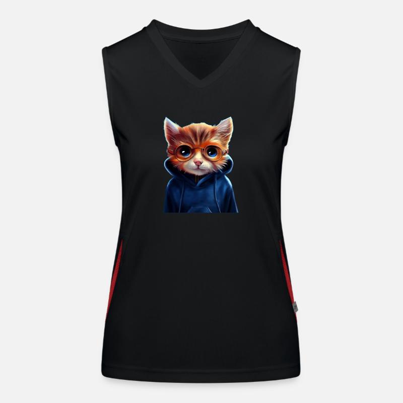 Katze mit Pullover Funktionelles Kontrast-Tank Top für Frauen