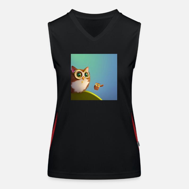 Katze und Eule Funktionelles Kontrast-Tank Top für Frauen