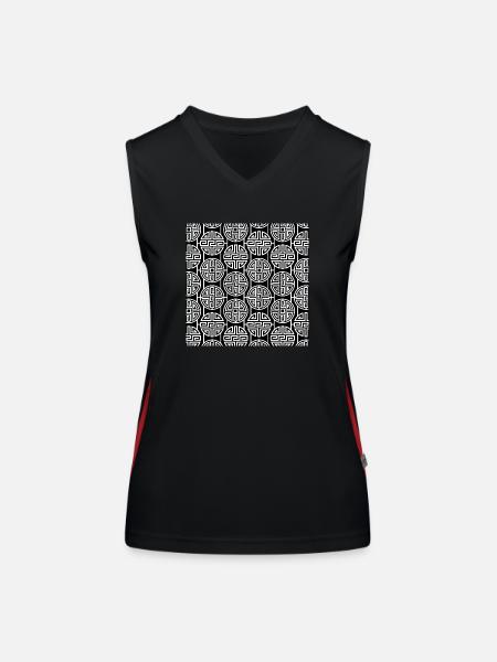 Modèle chinois - Débardeur respirant contrasté Femme - noir/rouge - Devant