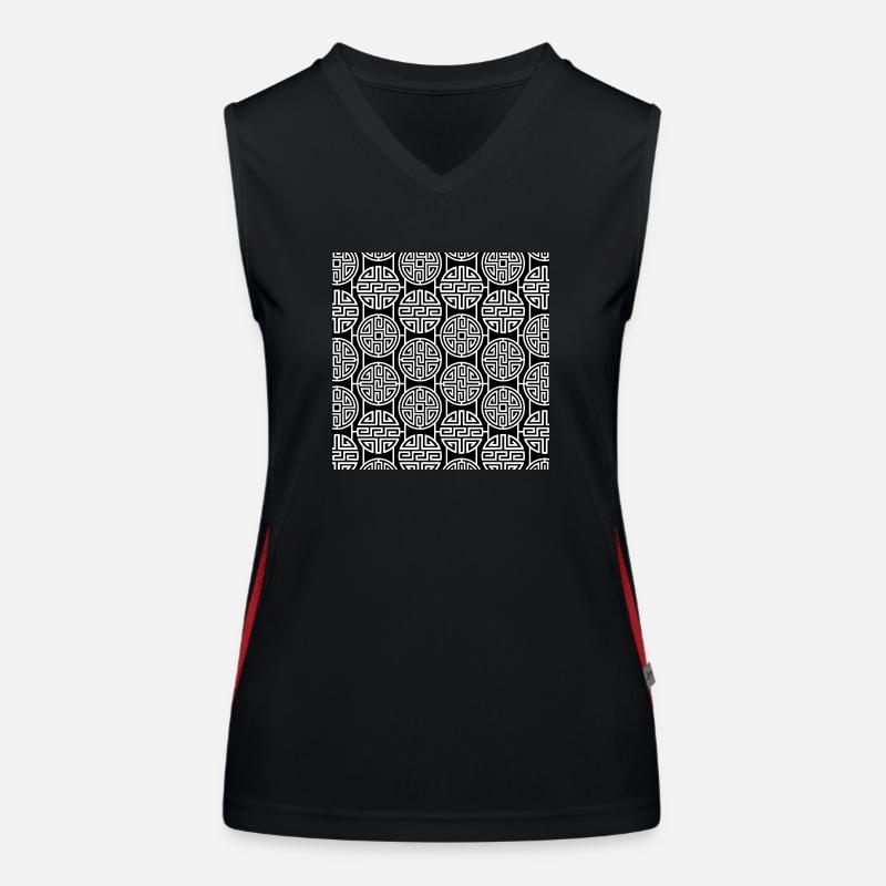 Chinesisches Muster Funktionelles Kontrast-Tank Top für Frauen