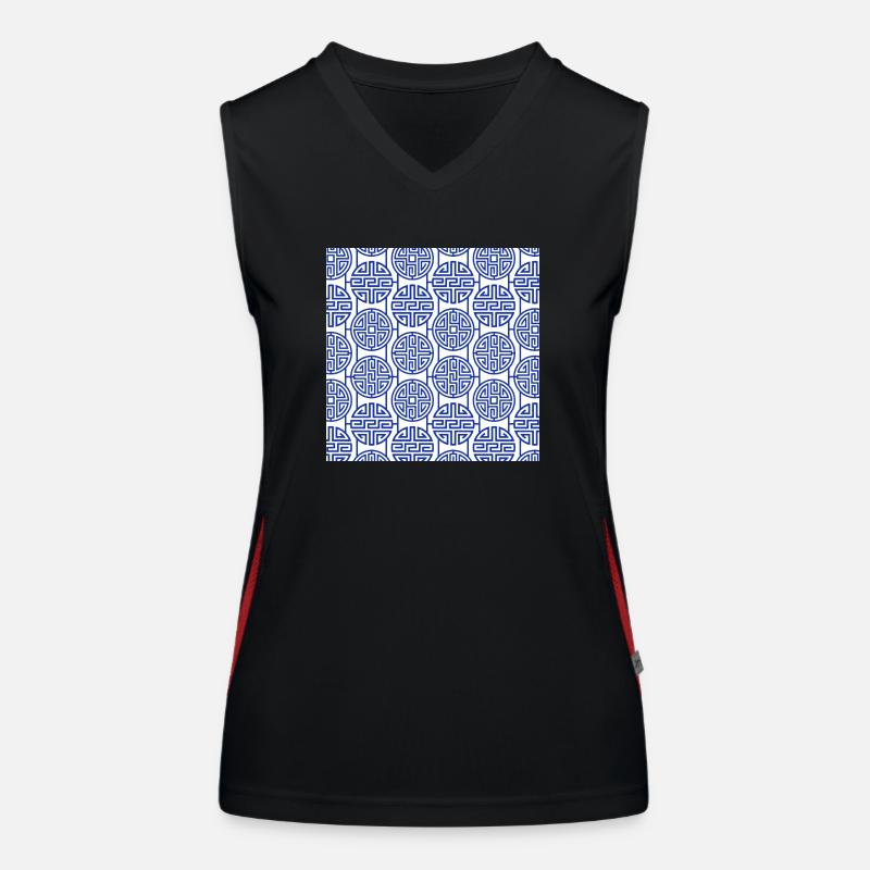 Chinesisches Muster Funktionelles Kontrast-Tank Top für Frauen