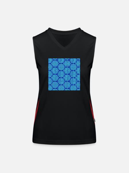Modèle chinois - Débardeur respirant contrasté Femme - noir/rouge - Devant