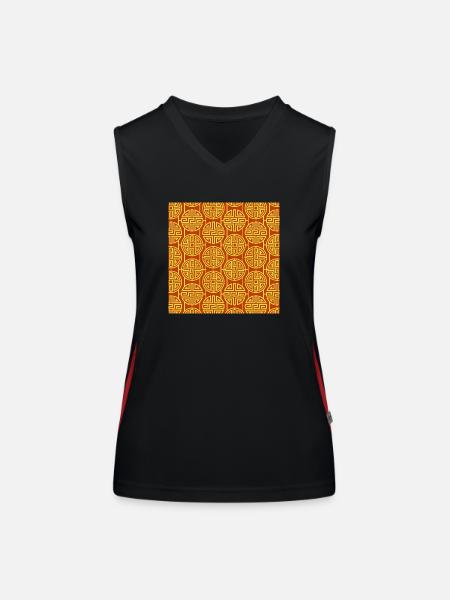 Modèle chinois - Débardeur respirant contrasté Femme - noir/rouge - Devant