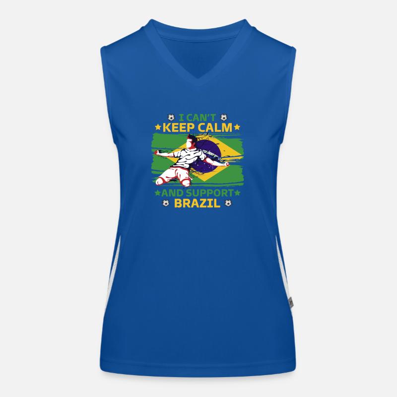 Ruhe bewahren und Brasilien unterstützen Funktionelles Kontrast-Tank Top für Frauen