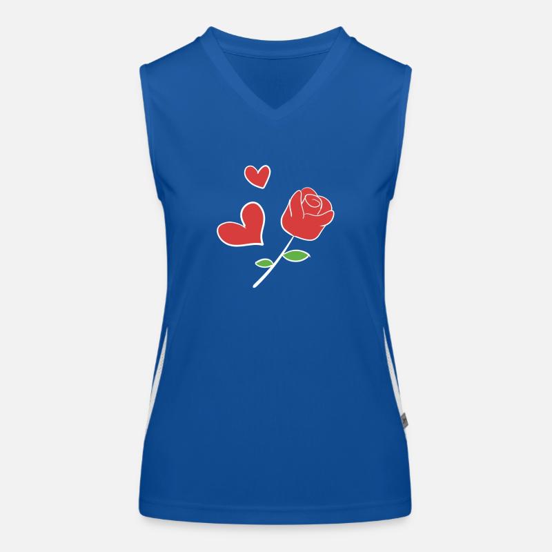 Red Rose Hearts Heart Women's Functional Contrast Tank Top