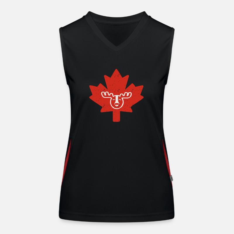 Canada - Maple Leaf with Elk Women's Functional Contrast Tank Top