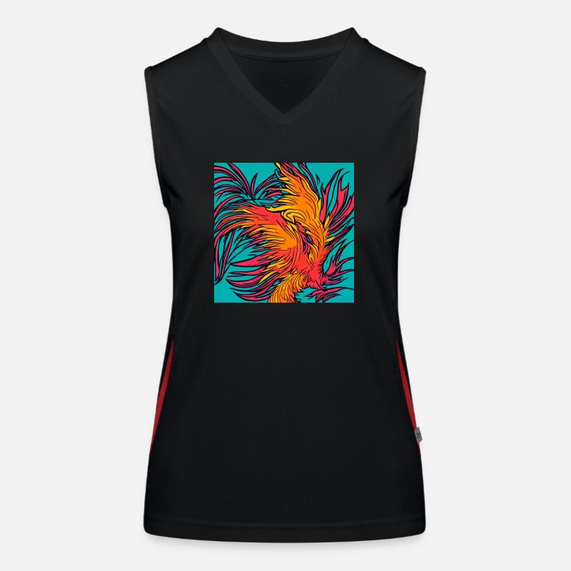 Illustration eines Phönix, Vektorstil Funktionelles Kontrast-Tank Top für Frauen