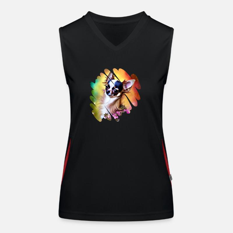 Regenbogen Chihuahua im süßen Hund Graffiti Design Funktionelles Kontrast-Tank Top für Frauen