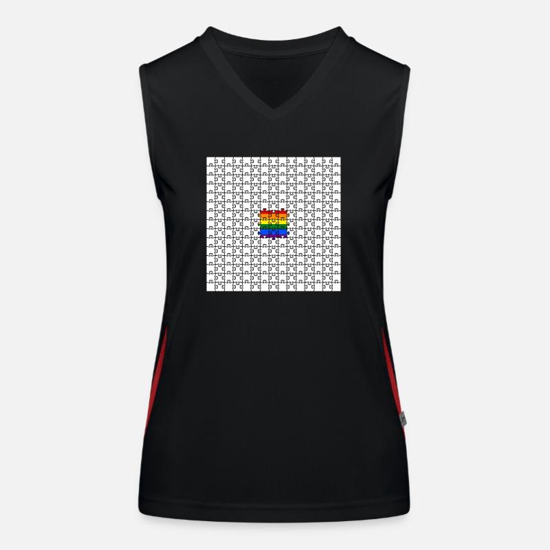 Pièces de puzzle Drapeau arc-en-ciel Sensibilisation LGBTQ Débardeur respirant contrasté Femme