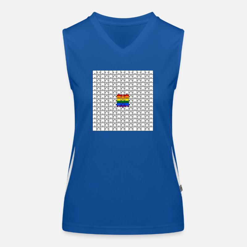 Pièces de puzzle Drapeau arc-en-ciel Sensibilisation LGBTQ Débardeur respirant contrasté Femme