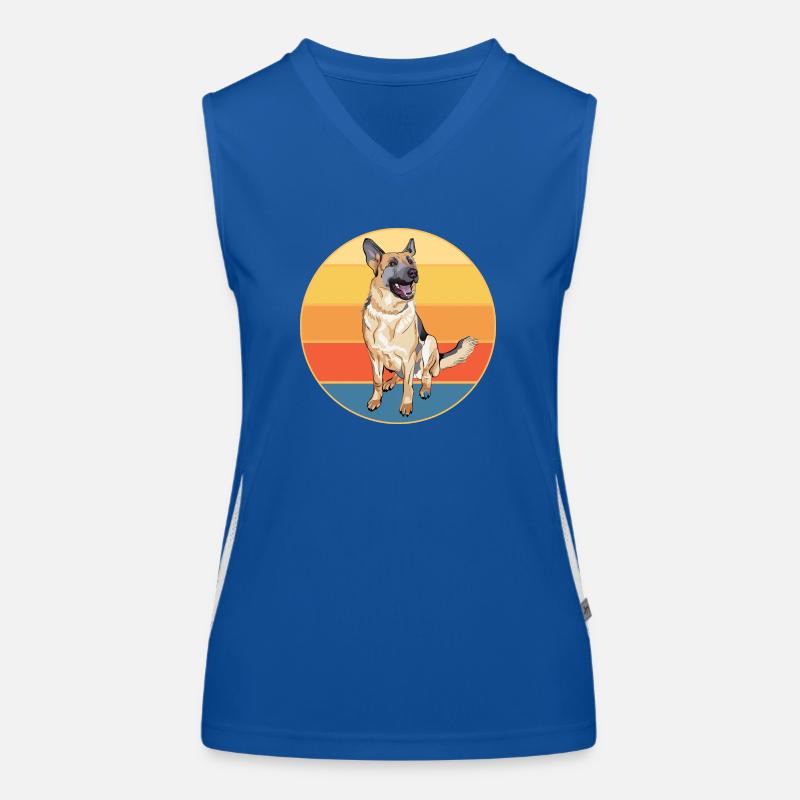 German Shepherd Dog Breed Vintage Retro Sunset Women's Functional Contrast Tank Top