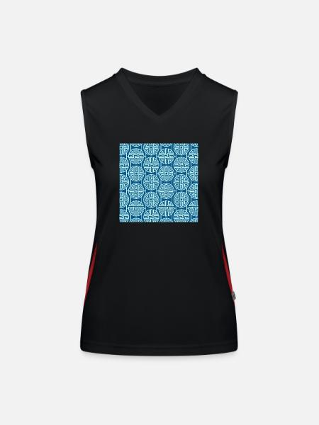Modèle chinois - Débardeur respirant contrasté Femme - noir/rouge - Devant