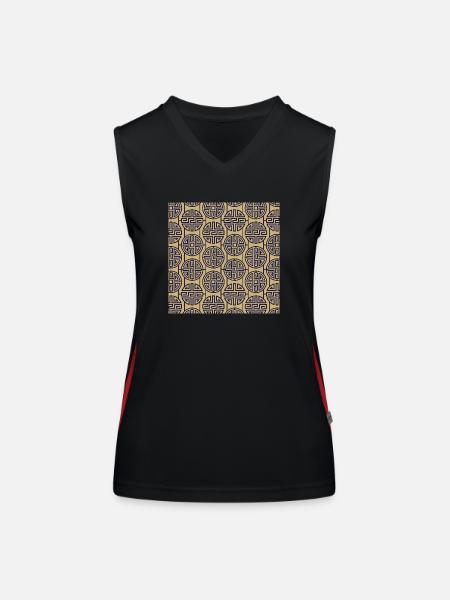 Modèle chinois - Débardeur respirant contrasté Femme - noir/rouge - Devant