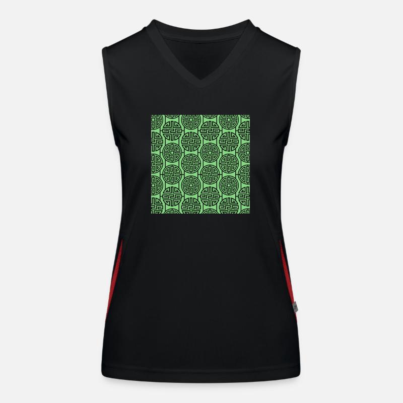 Modèle chinois - Débardeur respirant contrasté Femme - noir/rouge