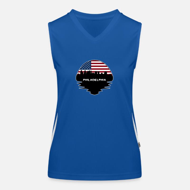 Philadelphie Pennsylvanie Drapeau des États-Unis Horizon Silhoue Débardeur respirant contrasté Femme