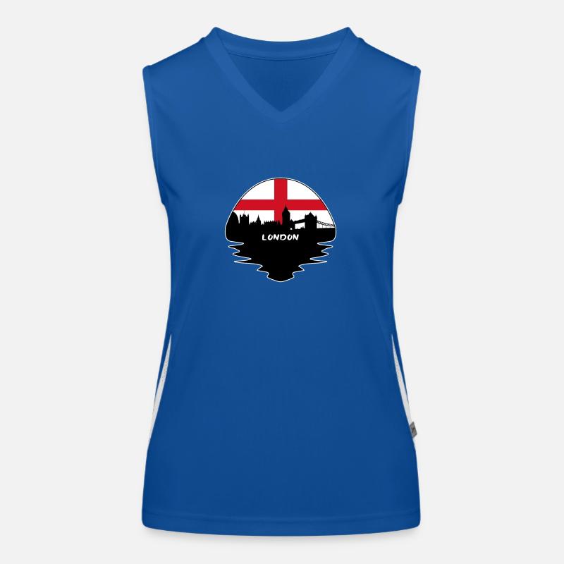Londres Angleterre Drapeau Skyline Silhouette Travel Débardeur respirant contrasté Femme