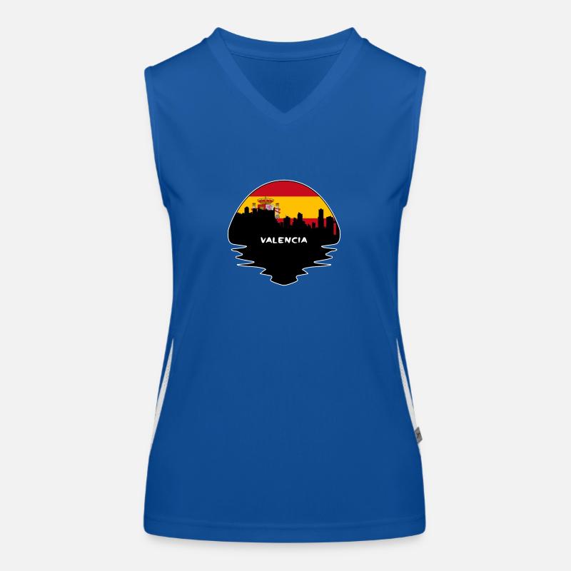 Valencia Espagne Drapeau Skyline Voyage Silhouette Débardeur respirant contrasté Femme