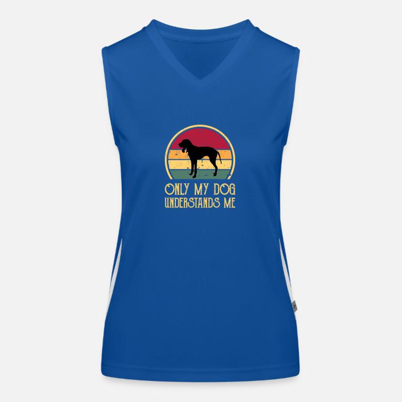 Griffon Bleu De Gascogne Dog Silhouette Retro Sun Women's Functional Contrast Tank Top