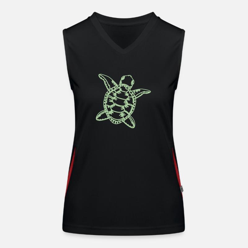 Turtle in Green Women's Functional Contrast Tank Top