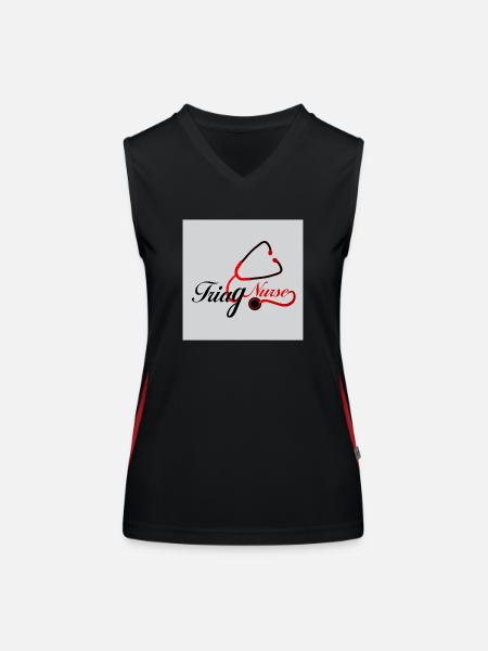 Conception de t-shirt infirmière - Débardeur respirant contrasté Femme - noir/rouge - Devant