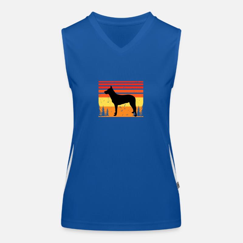 Belgischer Schäferhund Tervuren Hund Silhouette Retro Funktionelles Kontrast-Tank Top für Frauen