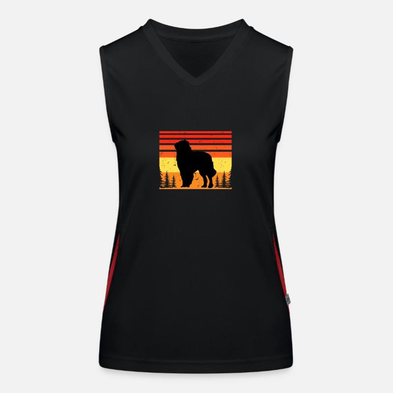 Carpathian Shepherd Dog Silhouette Retro Sunset Women's Functional Contrast Tank Top
