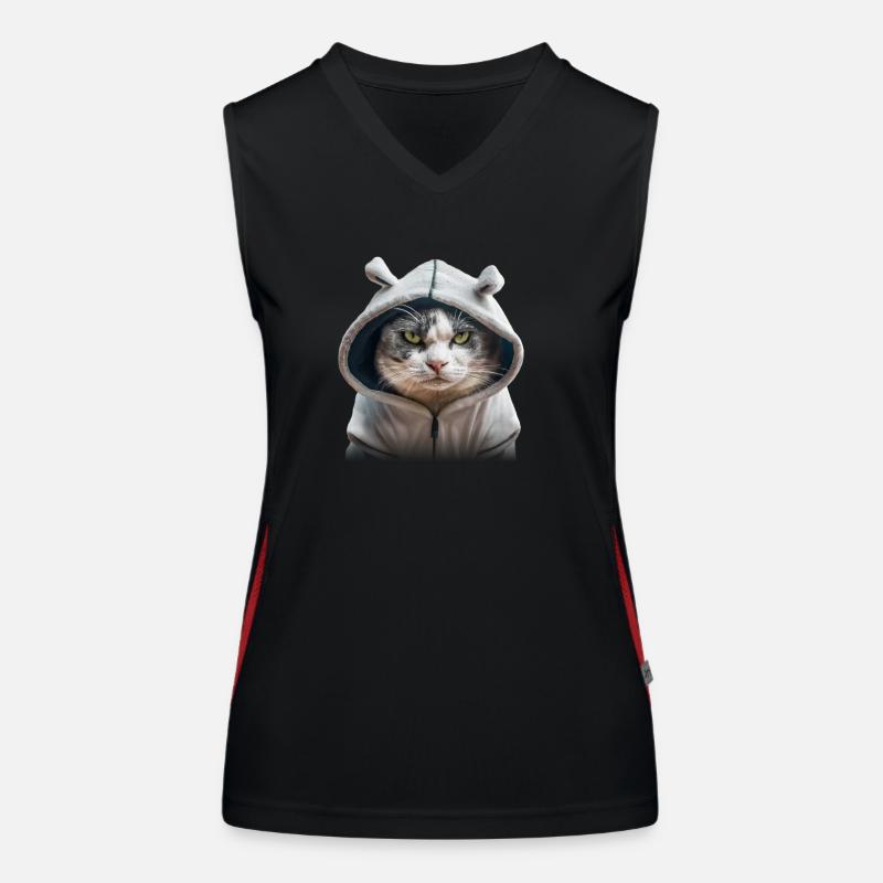 Chat sinistre avec sweat à capuche Débardeur respirant contrasté Femme