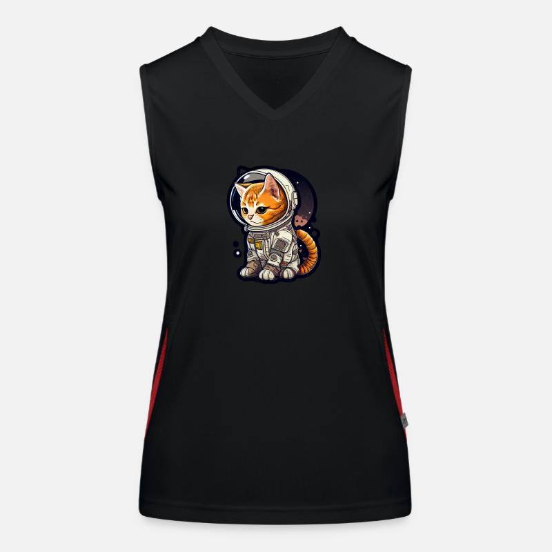 Meownaut astronaut cat for cat daddy Women's Functional Contrast Tank Top