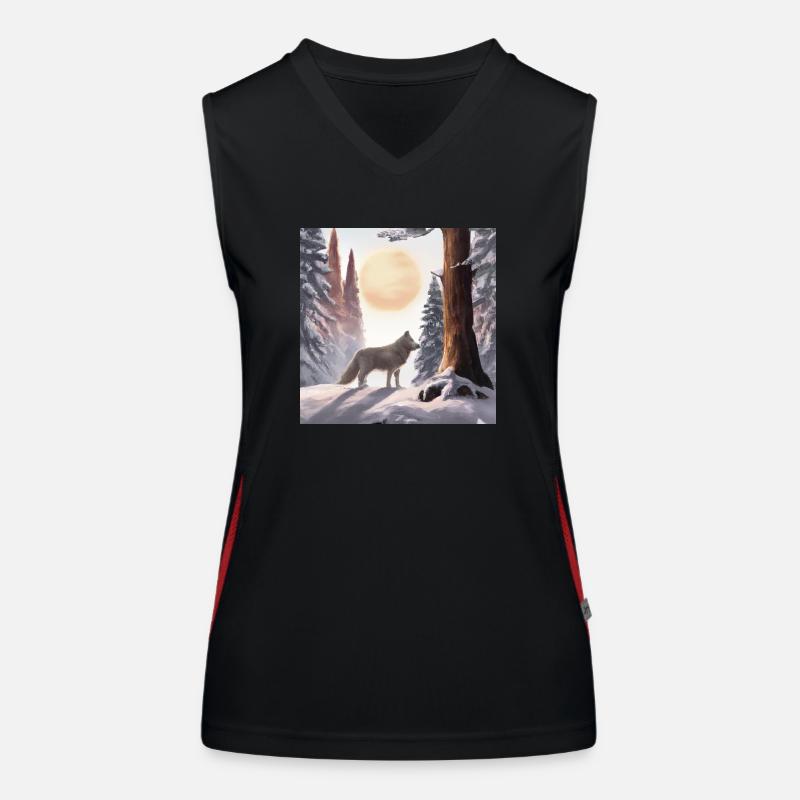 Der einsame Wolf Funktionelles Kontrast-Tank Top für Frauen