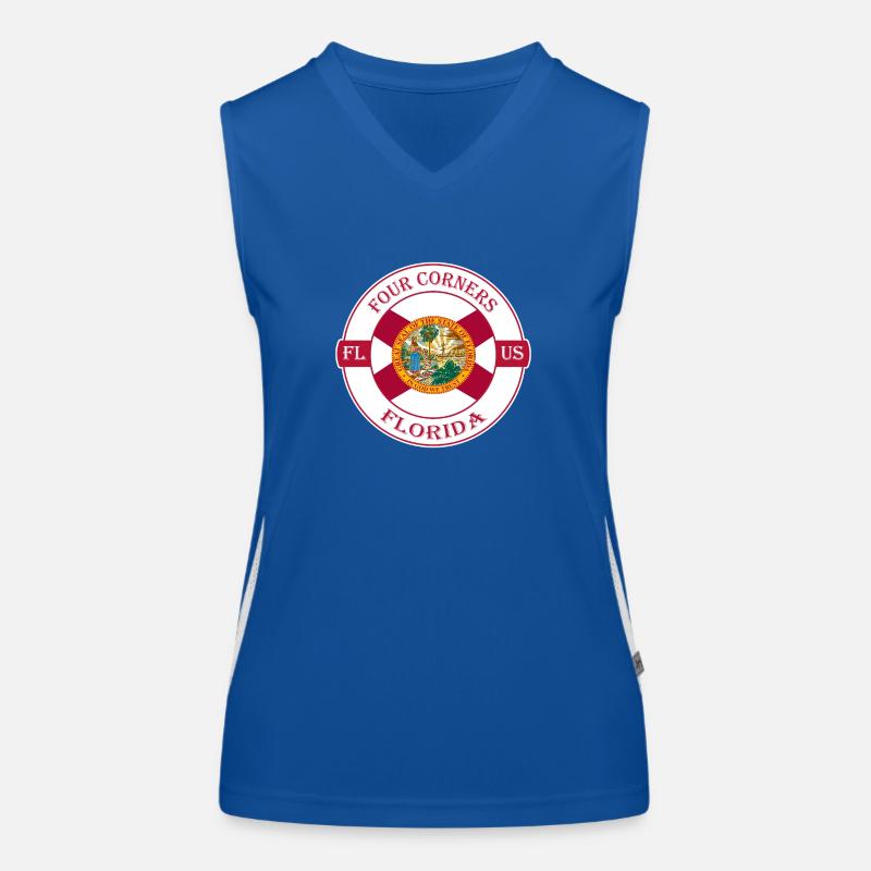 Four Corners Florida Flag USA Souvenir Badge Women's Functional Contrast Tank Top