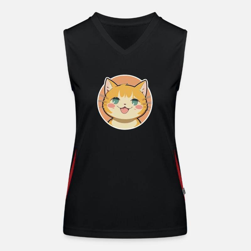 Circle Cat Smiles Funktionelles Kontrast-Tank Top für Frauen
