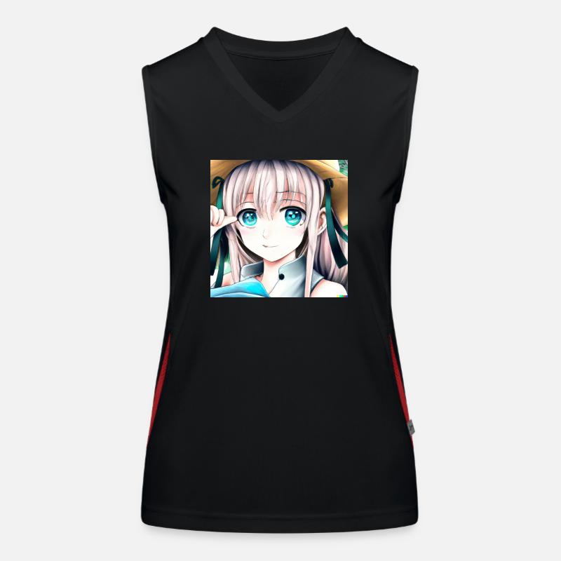 Anime Mädchen mit blauen Augen Funktionelles Kontrast-Tank Top für Frauen