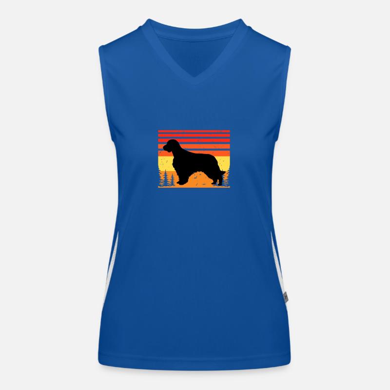 Welsh Springer Spaniel Dog Silhouette Retro Sunset Débardeur respirant contrasté Femme