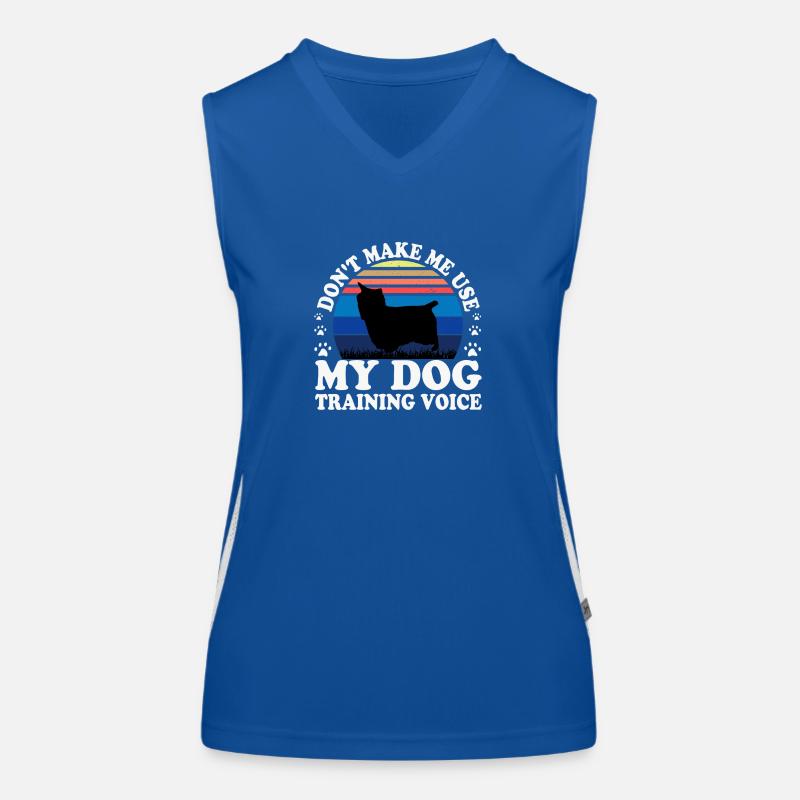 Australian Silky Terrier Dog Silhouette Retro Sun Débardeur respirant contrasté Femme