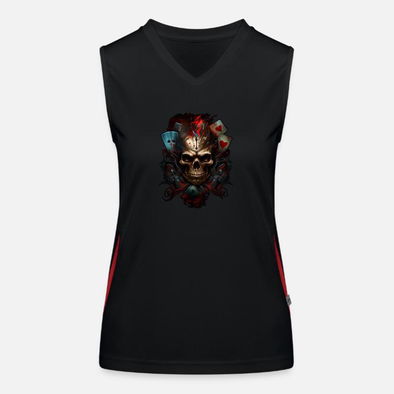 Splash mehrfarbiger Schädel. Pokerface Funktionelles Kontrast-Tank Top für Frauen
