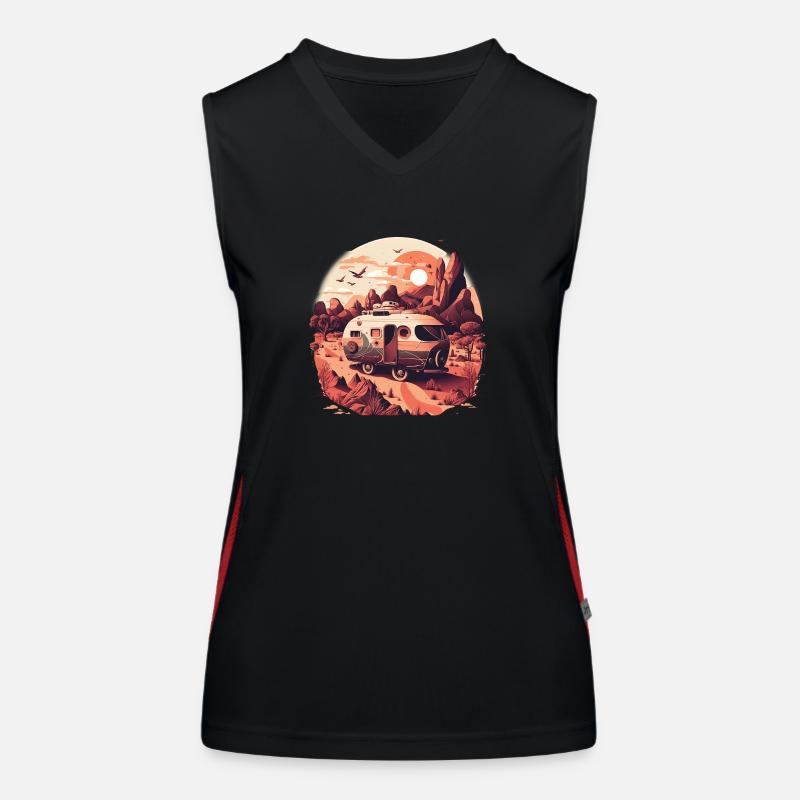 Bus Camping Abenteuer Outback Australien Funktionelles Kontrast-Tank Top für Frauen